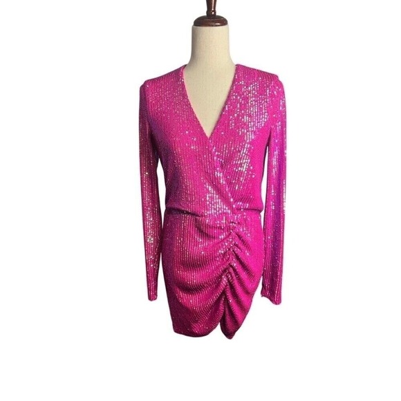 NWT Show Me Your MuMu Party Hop Dress in Pink Disco Sequins Size Medium $248 - Picture 3 of 9